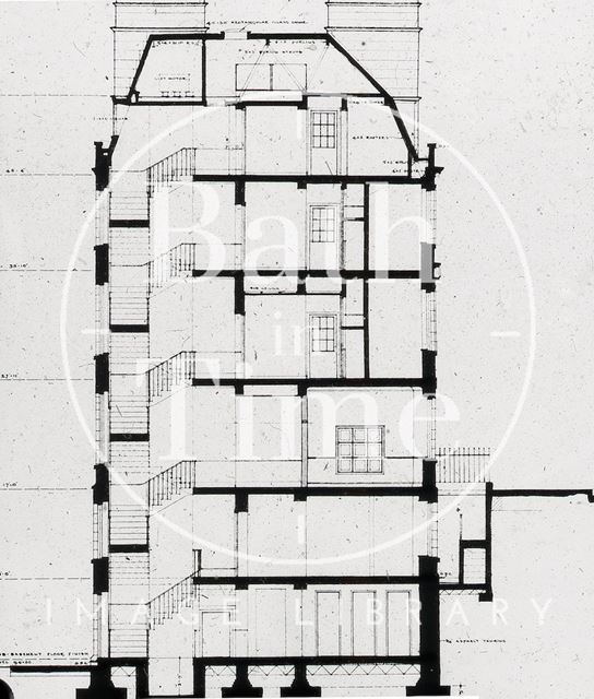 Architect's drawing for the restoration of 28 to 32, The Paragon, Bath c.1957