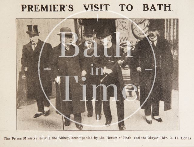 Prime Minister Lloyd George outside Bath Abbey after the wedding of his son 1917