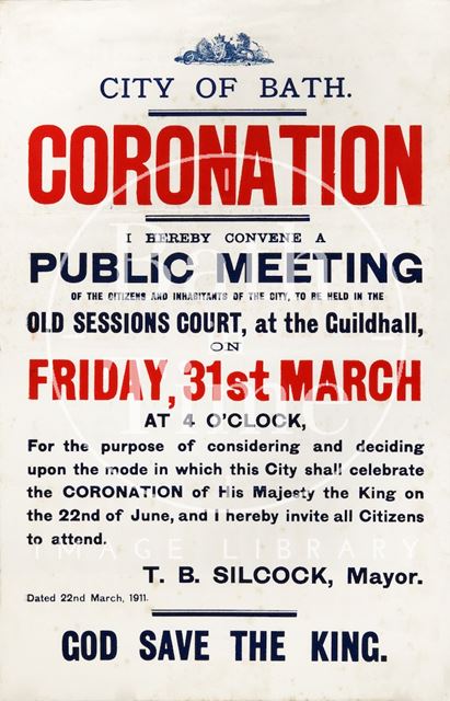 Poster Advertising a Public Meeting, to Discuss Celebrations for King George V's Coronation 1911