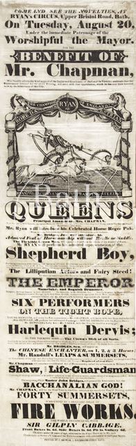 Silk Poster Advertising Ryan's Circus, Upper Bristol Road, Bath 1833