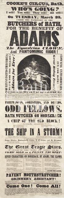 Poster Advertising Cooke's Circus, Bath 1852