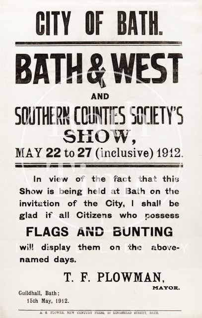 Poster Advertising the Bath & West and Southern Counties Society's Show 1912