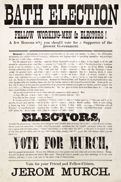 Election Poster for Jerom Murch 1873