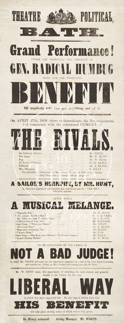 Satirical Election Poster in the Style of a Theatre Poster 1859