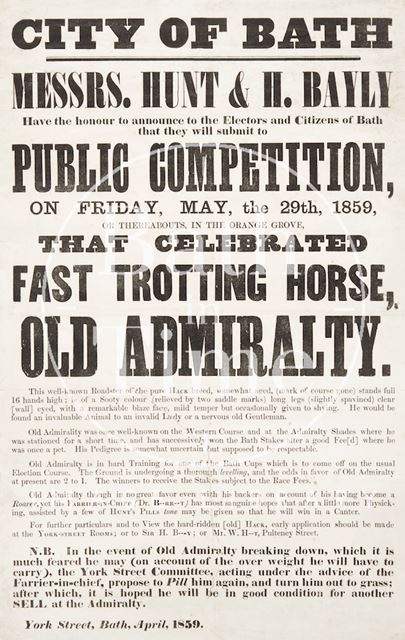 Humorous Election Poster Satirising Prospective Candidate Thomas Phinn As 'Fast Trotting Horse Old Admiralty' 1859