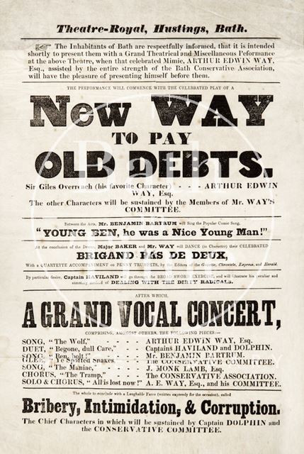 Satirical Election Poster - New Way to Pay Old Debts 1859