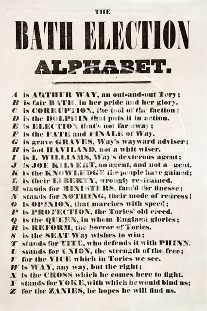 Election Poster - The Bath Election Alphabet 1859