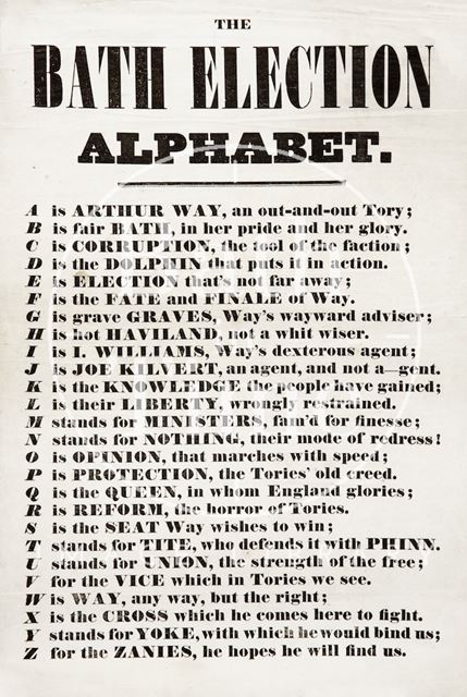 Election Poster - The Bath Election Alphabet 1859