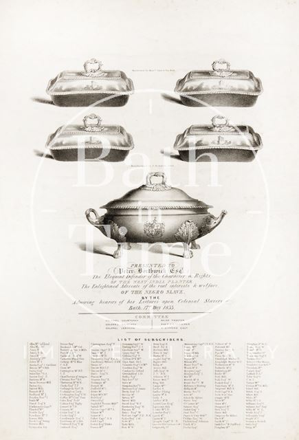 Print Presented to Peter Borthwick Esquire, By the Admiring Hearers of His Lectures Upon Colonial Slavery 1833