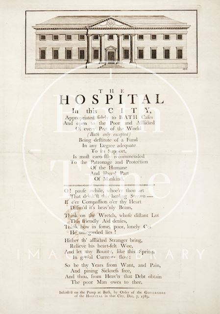 Poster for the Hospital in the City of Bath, As Inscribed on the Pump at Bath 1785