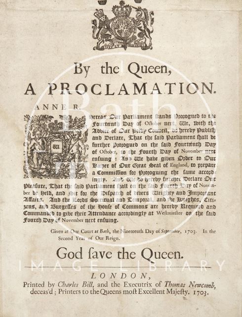 Proclamation By Queen Anne 1703