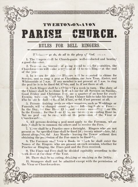 Twerton-on-Avon Parish Church Rules for Bell Ringers, Bath