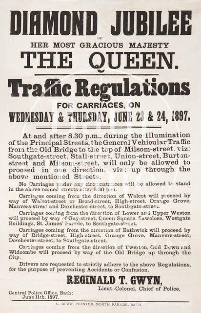 Poster Notifying of Traffic Regulations for Queen Victoria's Diamond Jubilee 1897