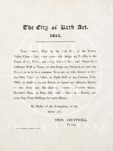 Notice of the City of Bath Act 1851