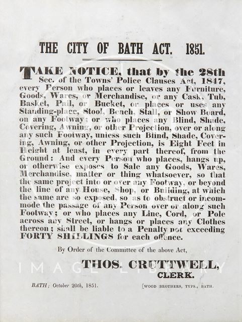 Notice of the City of Bath Act 1851