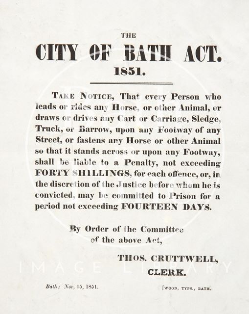 Notice of the City of Bath Act 1851