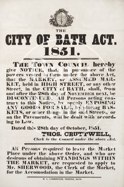 Notice of the City of Bath Act 1851