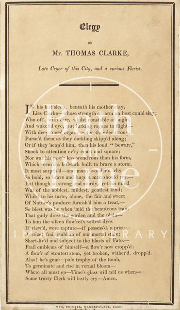 Elegy on Mr. Thomas Clarke c.1806