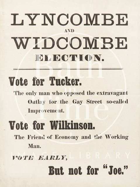 Election Poster for Lyncombe and Widcombe, Bath 1870