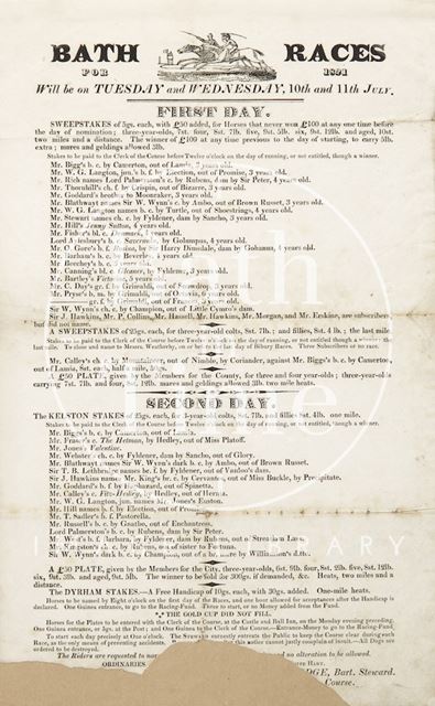 Poster for Bath Races, Bath 1821