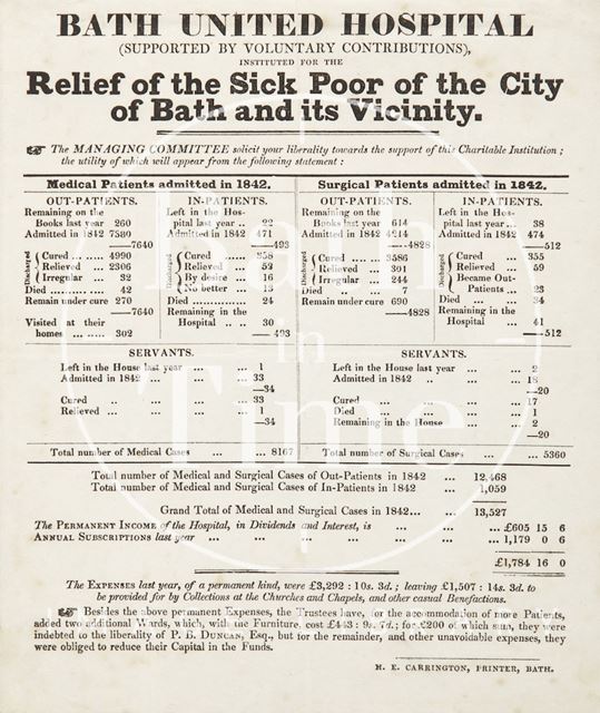 Statement By Bath United Hospital's Managing Committee c.1843