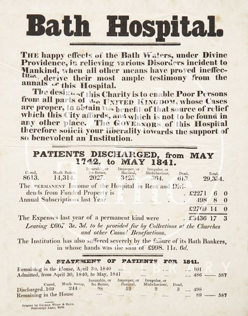 Statement By Bath Hospital c.1842