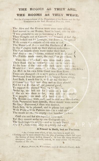 Poem By a Friend to Bath, but no Partisan, on Silk 1829