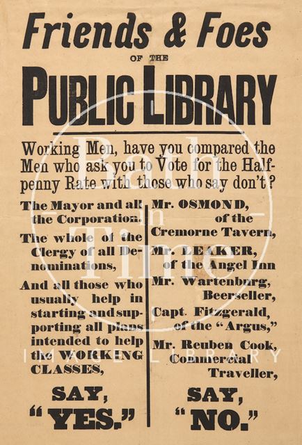 Poster to the Friends & Foes of the Public Library c.1850