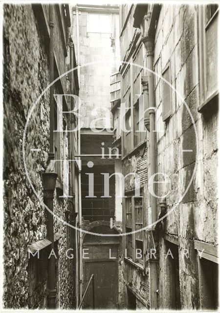 Slippery Lane from the bottom of Northgate Street, adjoining Clack's fishmonger, Bath 1936