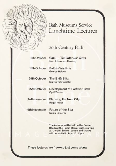 Poster Advertising Lunchtime Lectures on 20th Century Bath c.1981