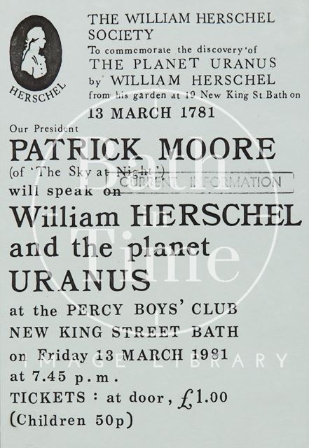 Poster Advertising Talk By Patrick Moore, Bath 1981