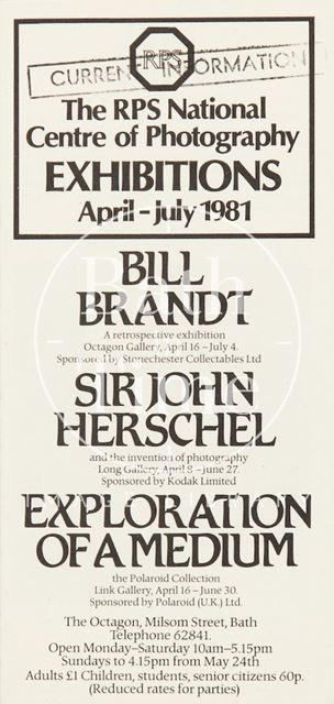 Leaflet for Royal Photographic Society, Front Cover, Bath 1981