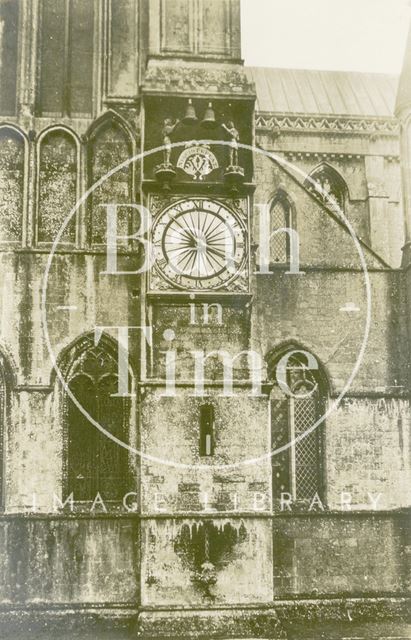 Clock (exterior), Wells Cathedral, Somerset 1945