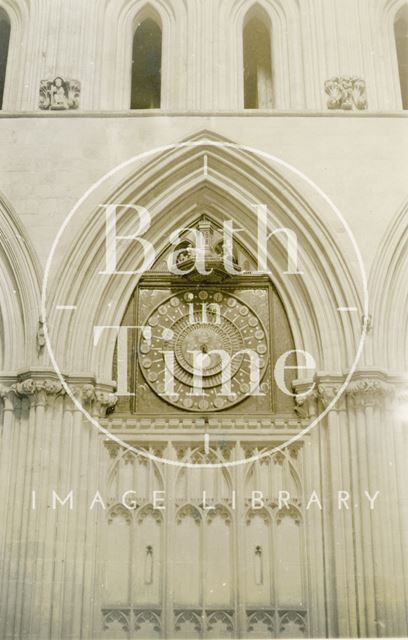 Clock (interior), Wells Cathedral, Somerset 1945