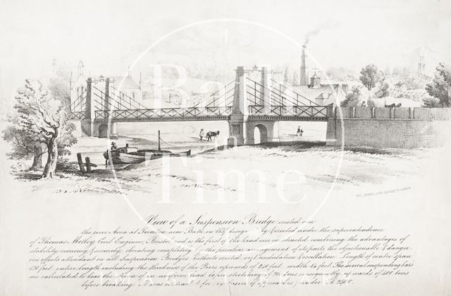 View of a Suspension Bridge erected over the River Avon at Twerton near Bath in 1837