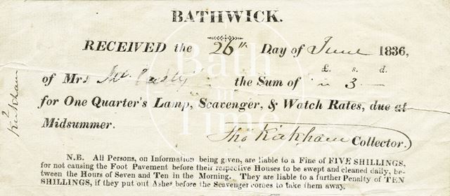 The Bathwick Parochial Council, Bathwick, Bath 1836