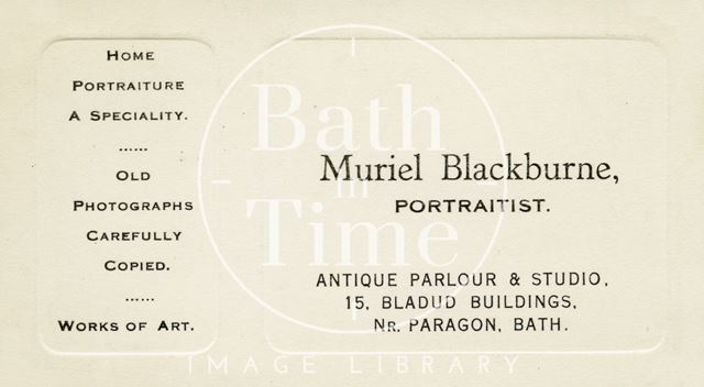 Muriel Blackburne, 15, Bladud Buildings, Bath 1950?