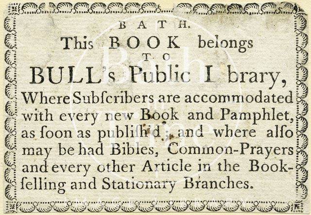 Bull's Public Library, Lower Walks, Bath 1770