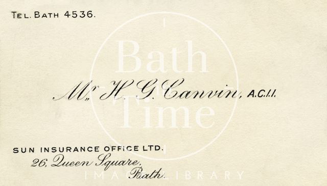 H.G. Canvin, 26, Queen Square, Bath 1939-1963