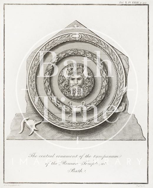 The central ornament of the tympanum of the Roman Temple at Bath 1790