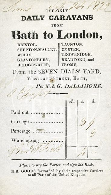 T. & G. Dallimore, Seven Dials Yard, Westgate Street, Bath 1822