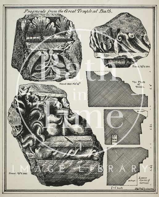 Fragments from the Great Temple at Bath 1869