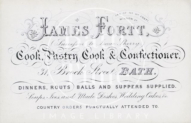 James Fortt (successor to Isaac Sherry), 31, Brock Street, Bath c.1856