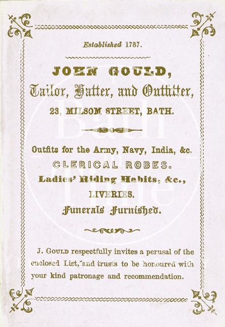 John Gould, 23, Milsom Street, Bath c.1860