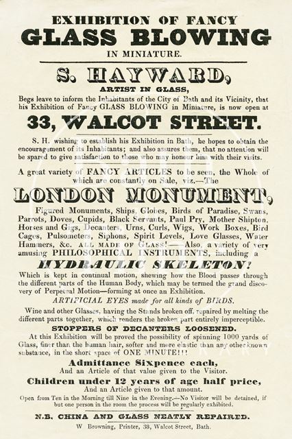 S. Hayward, 33, Walcot Street, Bath 1850s