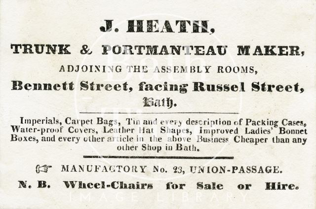 J. Heath, Bennett Street, Bath c.1835