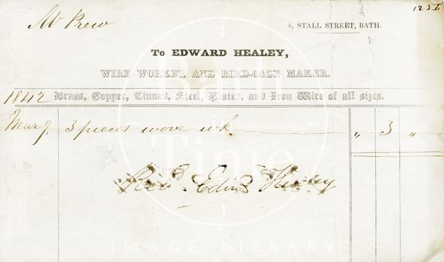 Edward Healey, 8, Stall Street, Bath 1842