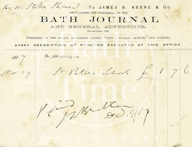 James B. Keene & Co., Kingsmead Street, Bath 1887