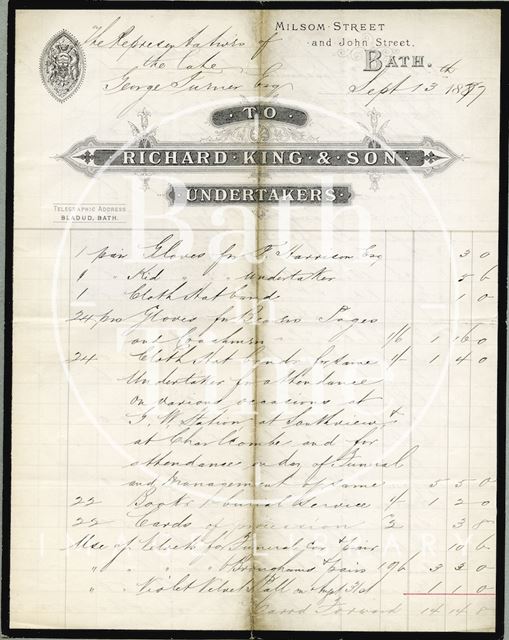 Richard King & Son, Milsom Street & John Street, Bath 1887