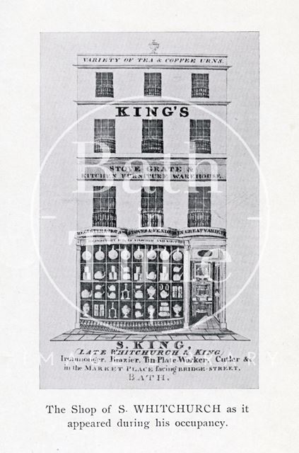 S. King (late Whitchurch & King), Market Place facing Bridge Street, Bath c.1833